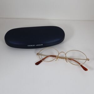 Vintage Giorgio Armani 221 703 Gold Round Eyeglasses Frames 50-16-135mm